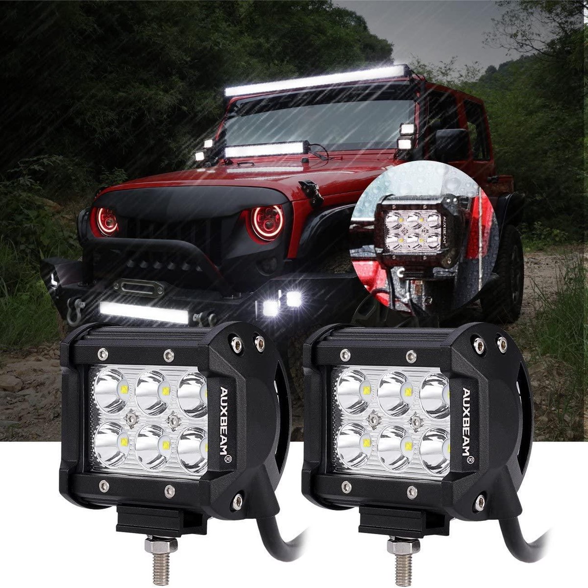 4 Inch Classic-Sm Series Dual Row Led Pods White SpotFlood Beam With Wiring Harness For Suv Atv Utv Trucks Pickup Boat SpotBeam