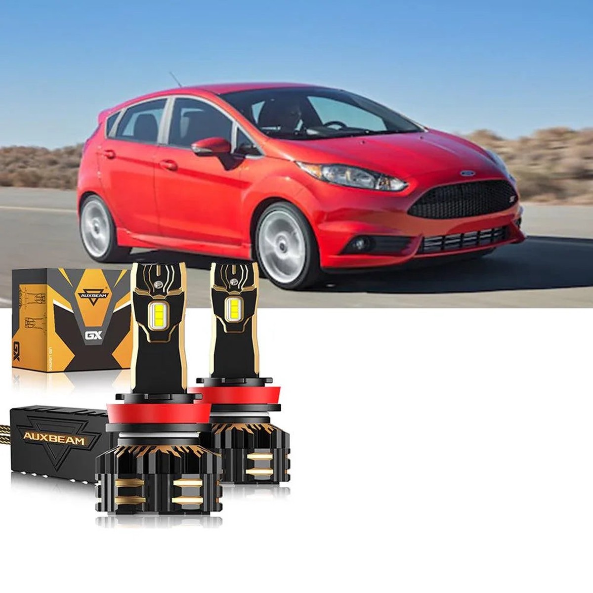 For 2014-2019 Ford Fiesta H1 H11 Led Headlight Bulbs Bundle HighBeamLowBeam