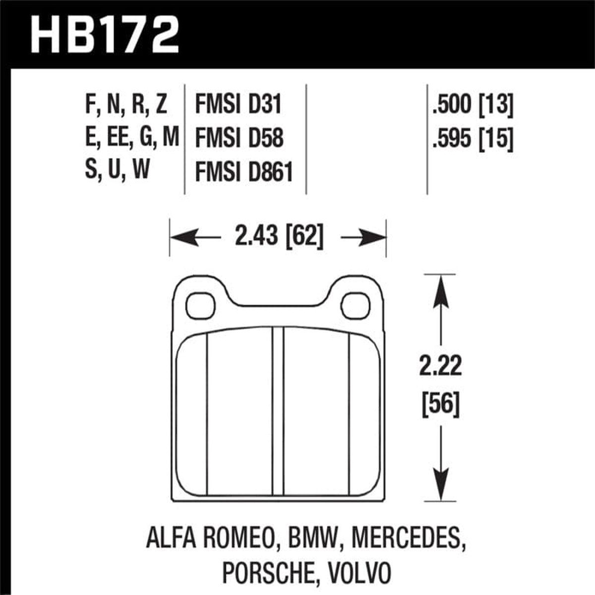 Hawk 75-83 Porsche 911 Dtc-70 Rear Brake Pads