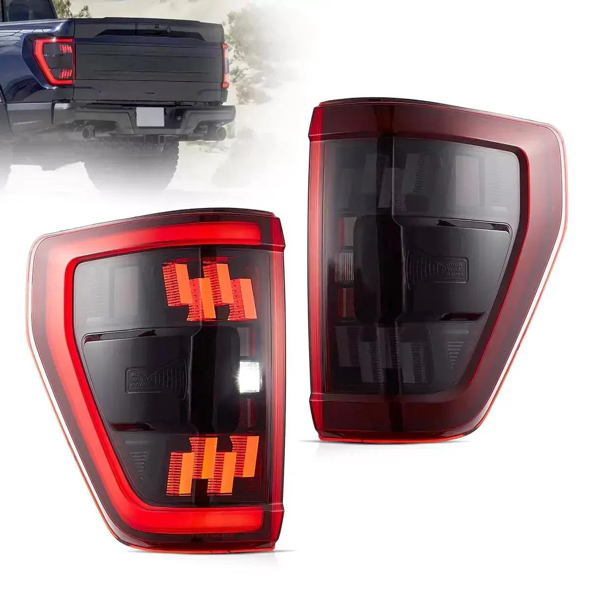 Led Tail Light Assemly With Full Led For 2021-2023 Ford F150 Red