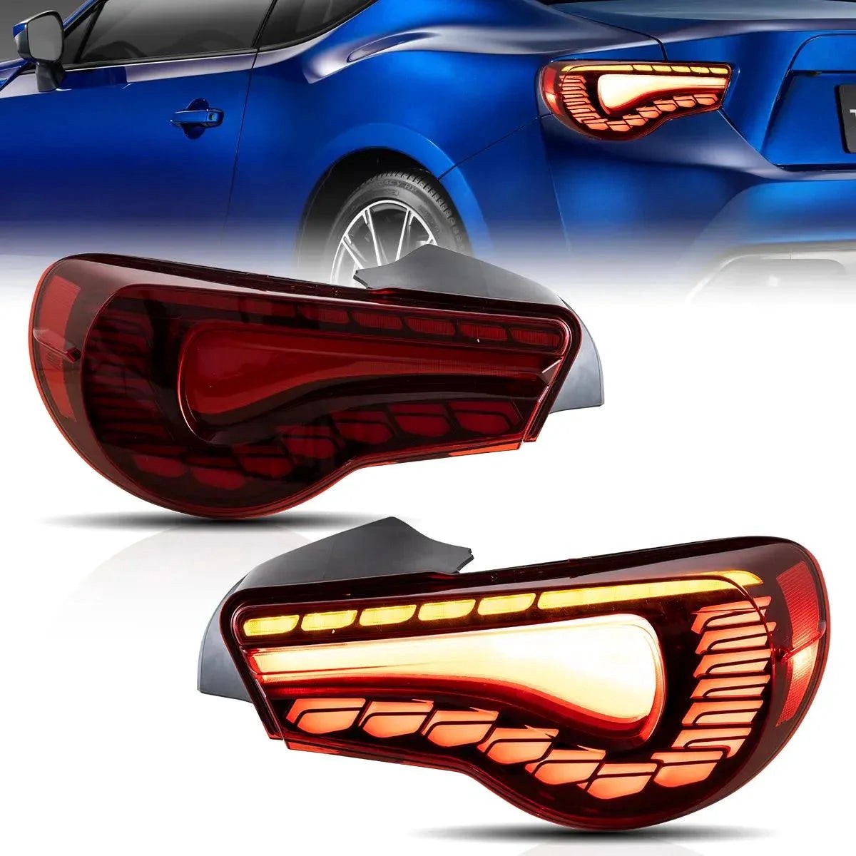 Led Tail Lights Assembly Sequential Turn Signal With Dynamic Welcome Lighting Dragon Style For 2012-2020 Toyota 86 Gt86 Ft86 2013-2020 Subaru Brz 2013-2020 Scion Fr-S Red