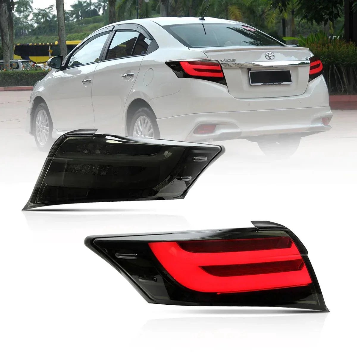 Led Tail Lights With Amber Turn Signal For 2013-2022 Toyota Vios 3Th Gen (Xp150 Ncp150) Smoked