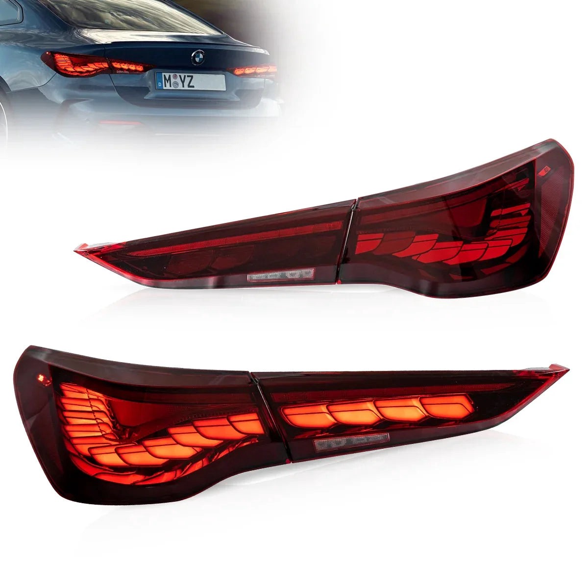 Oled Tail Light Assembly With Dynamic Welcome Lighting For 2020-Up Bmw 4 Series 2Th Gen G22G23G26 Red