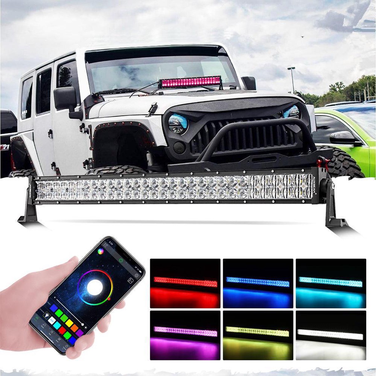 V-Pro Series 22Inch32 Inch42 Inch52Inch Rgbw Color Changing Off Road Led Light Bar 22Inch-120WStraight