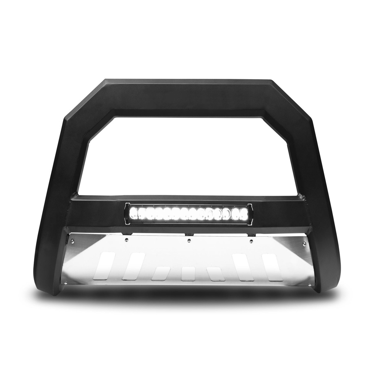 Armordillo 1994-2001 Dodge Ram 1500 Ar Bull Bar WLed - Matte Black W Aluminum Skid Plate