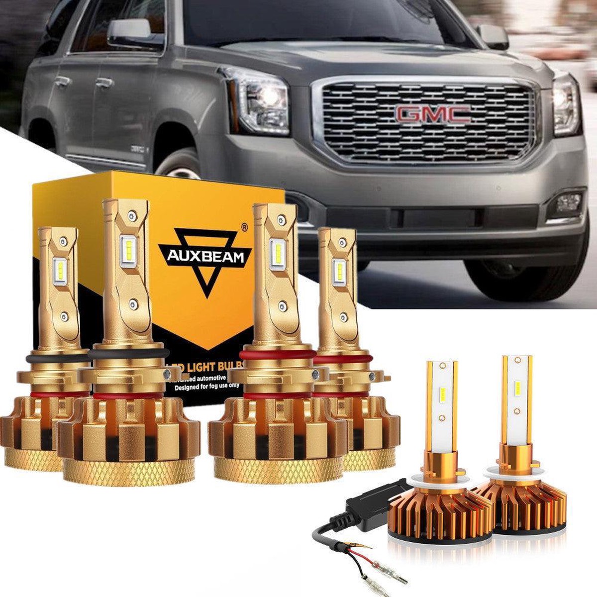For 2000-2001 Gmc Yukon Xl 1500 F-16 Plus Series Built-In Canbus Automotive Grade 14000Lm Led Light Bulbs High Low Beam Bundle HighlowBeamfogLight