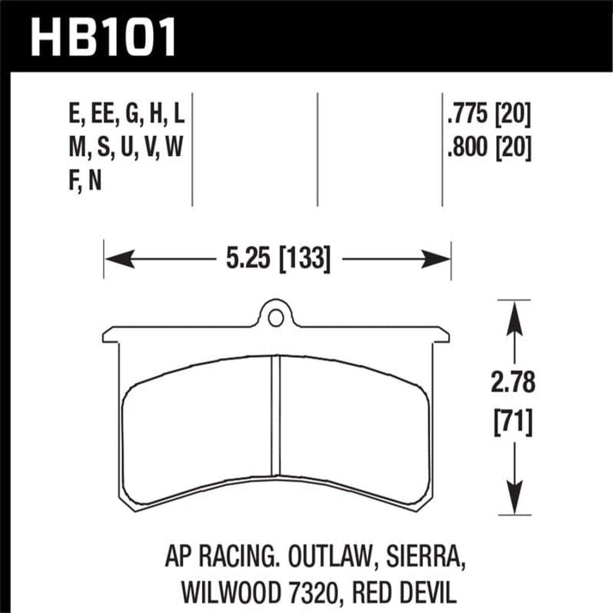 Hawk Aerospace Components Ap Racing Brakeman Cnc Coleman Outlaw Dtc-60 Race Brake Pads