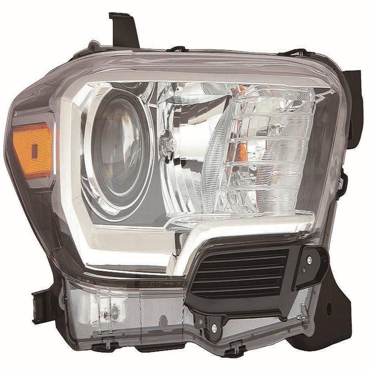 Head Lamp Passenger Side Toyota Tacoma 2016-2019 Halogen BlackChrome Bezel Without Led Drl Economy Quality To2503243U