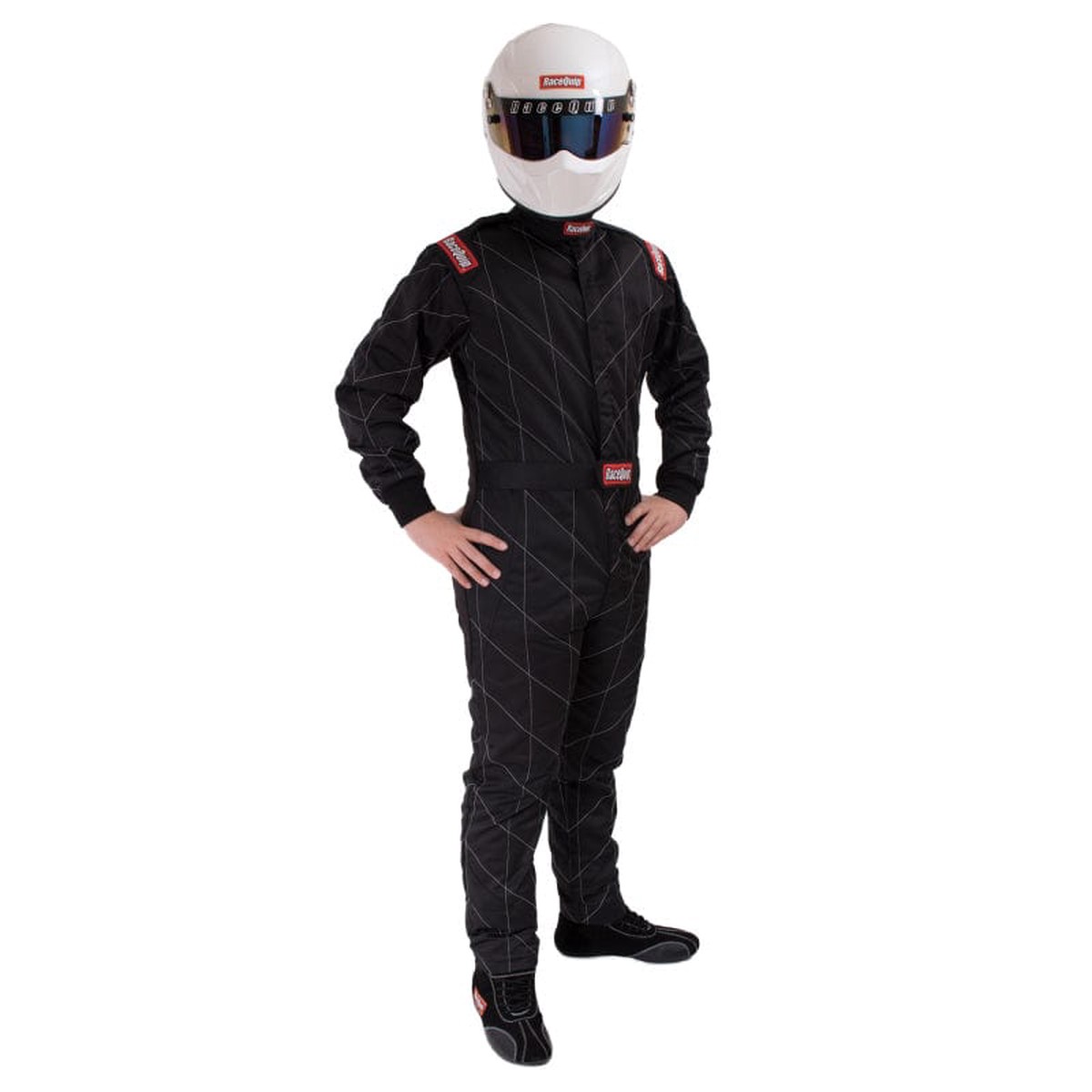 Racequip Black Chevron-5 Suit Sfi-5 – Medium