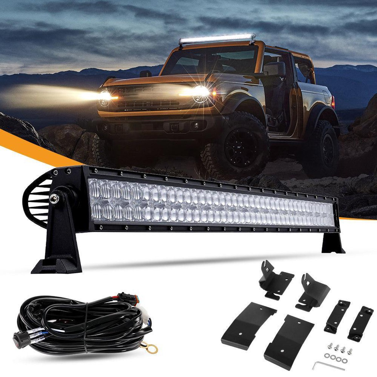 42 Inch 5D Series Straight Led Light Bar Car Roof Windshield Led Light Bar Mounting Bracket For Ford Bronco 24 Door 2021 2022