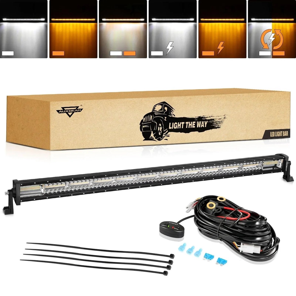 50 Inch 6 Modes WhiteAmber Straight Off Road Led Light Bar