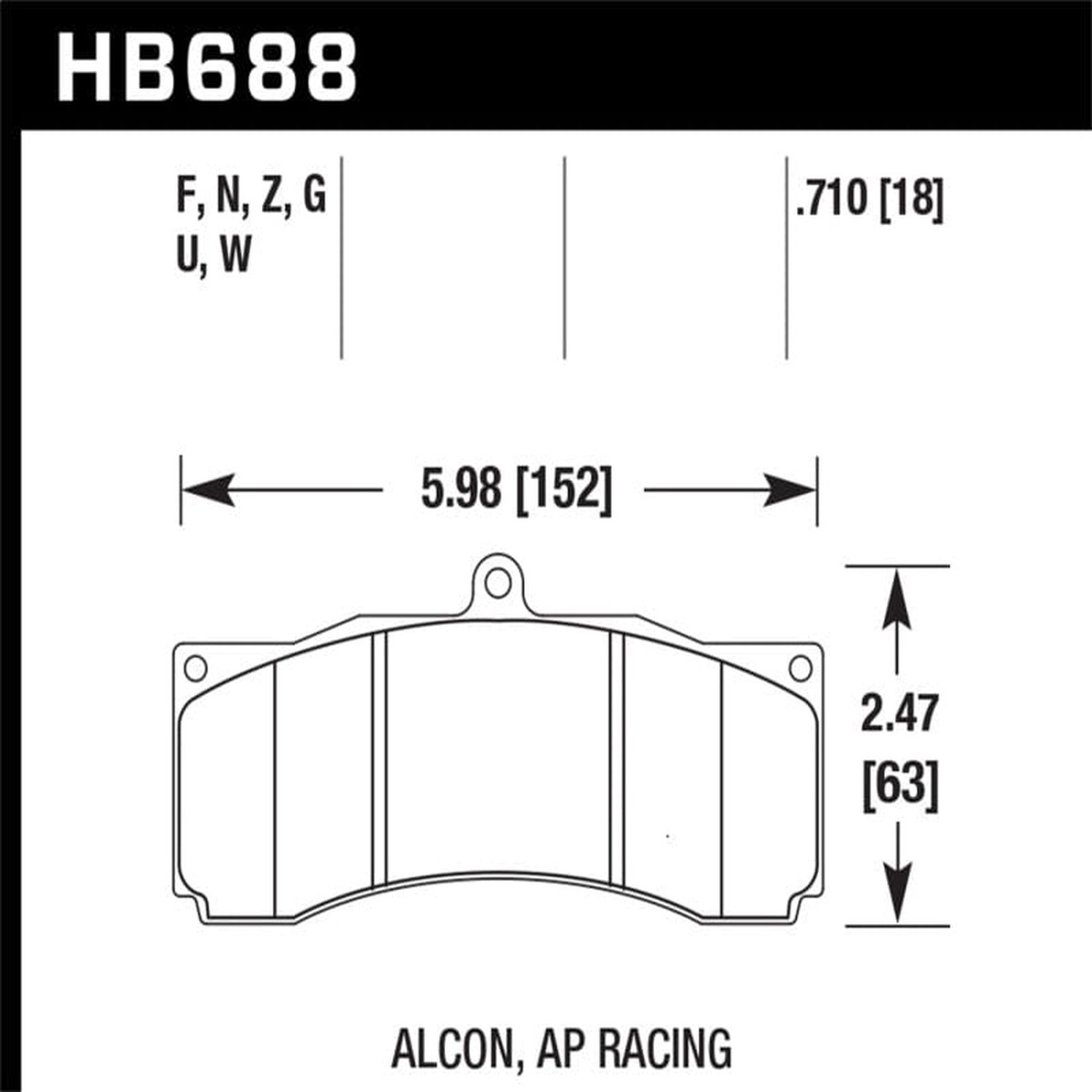 Hawk Ap Racing Stoptech Alcon Dtc-60 Race Brake Pads