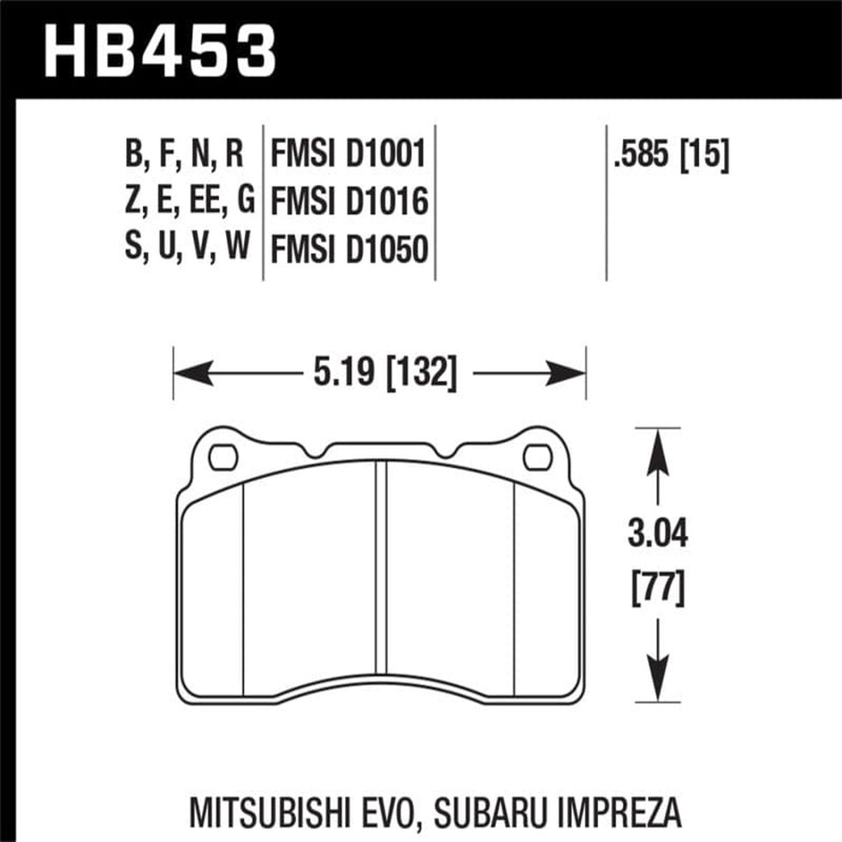 Hawk Er-1 Front Motorsport Brake Pads 03-06 Evo 04-09 Sti 10 Camaro Ss (Brembo)