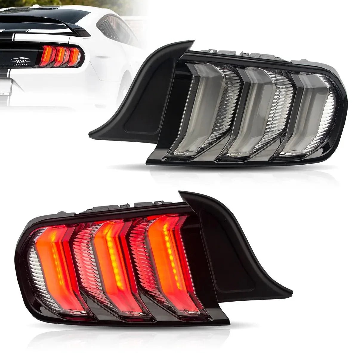 Led Tail Lights Assembly With 5 Modes Sequential Turn Signal For 2015-2023 Ford Mustang 6Th Gen (S550) Clear