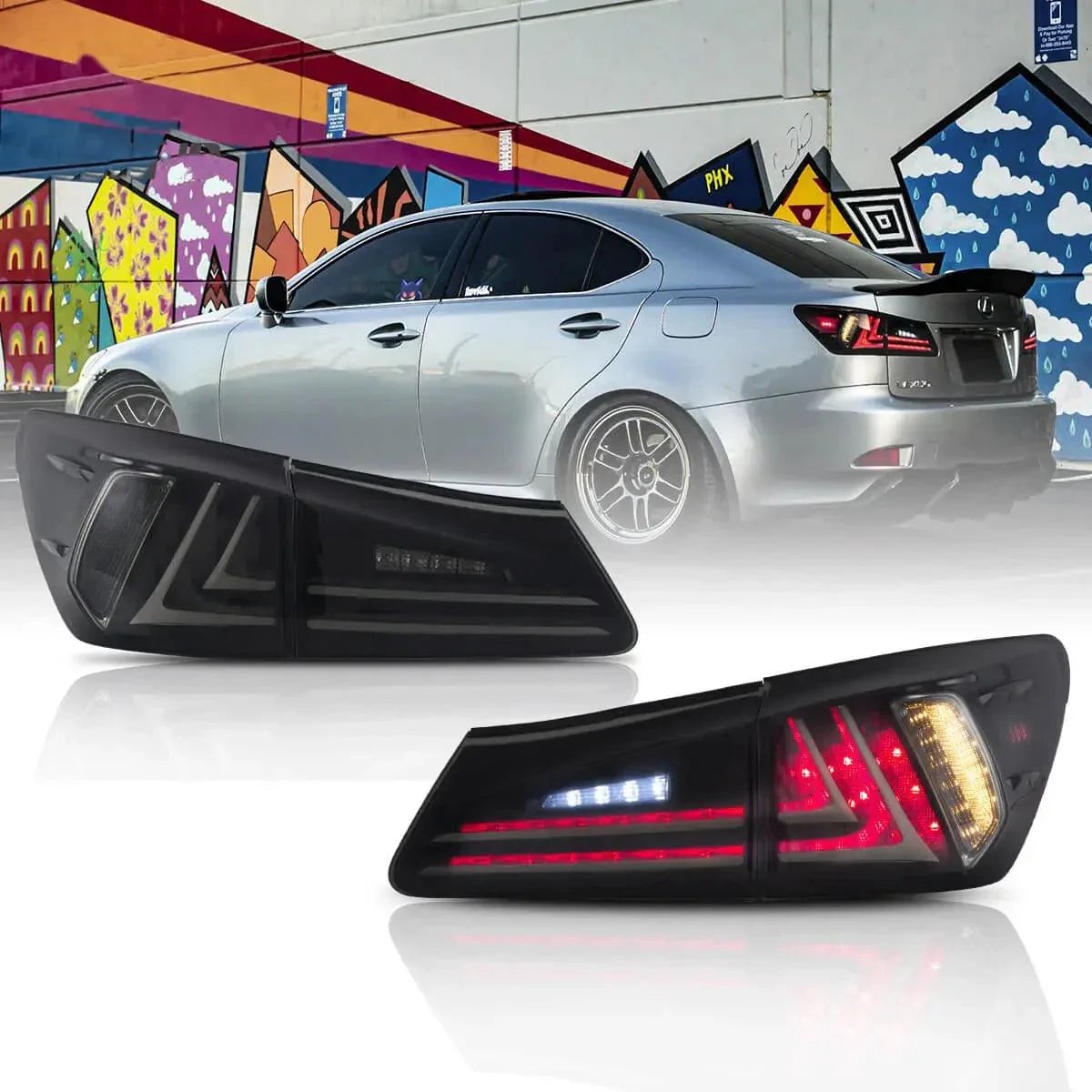 Led Tail Lights Assembly With Amber Turn Signal For 2006-2012 Lexus Is Series 2Th Gen (Xe20) Smoked