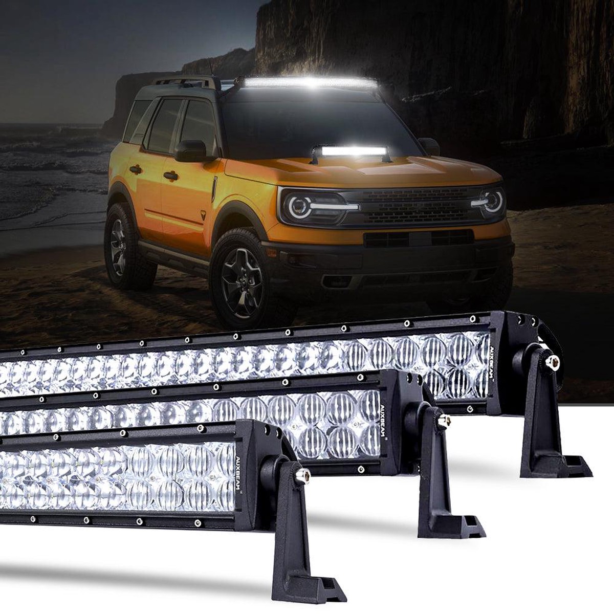 22 Inch-52 Inch 5D Series StraightCurved Combo Beam Double Row Led Light Bar For Ford Bronco Straight22-120W