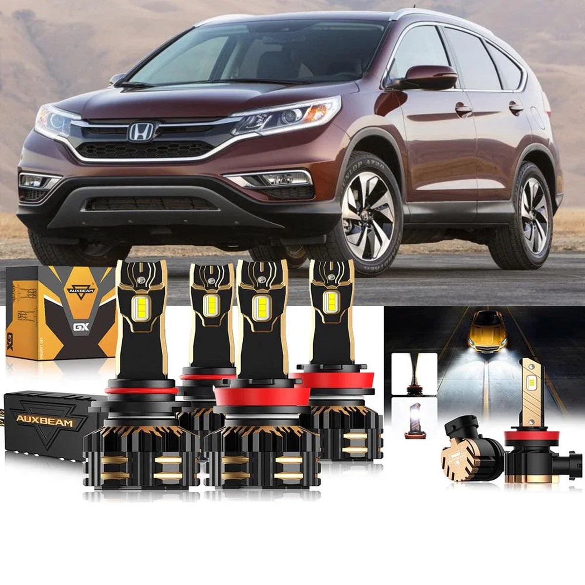 For 2015-2019 Honda Cr-V 9005 H11 Led Headlight Bulbs Bundle HighBeamLowBeamFogLight6500KWhite