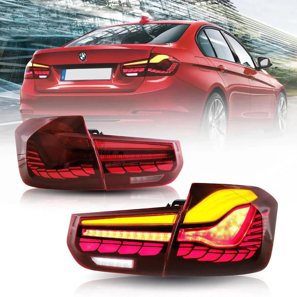 Led Tail Lights Assembly With Dynamic Welcome Light (Gts Style) For 2012-2019 Bmw 3 Series 6Th Gen (F30 F35 F80 RedClear