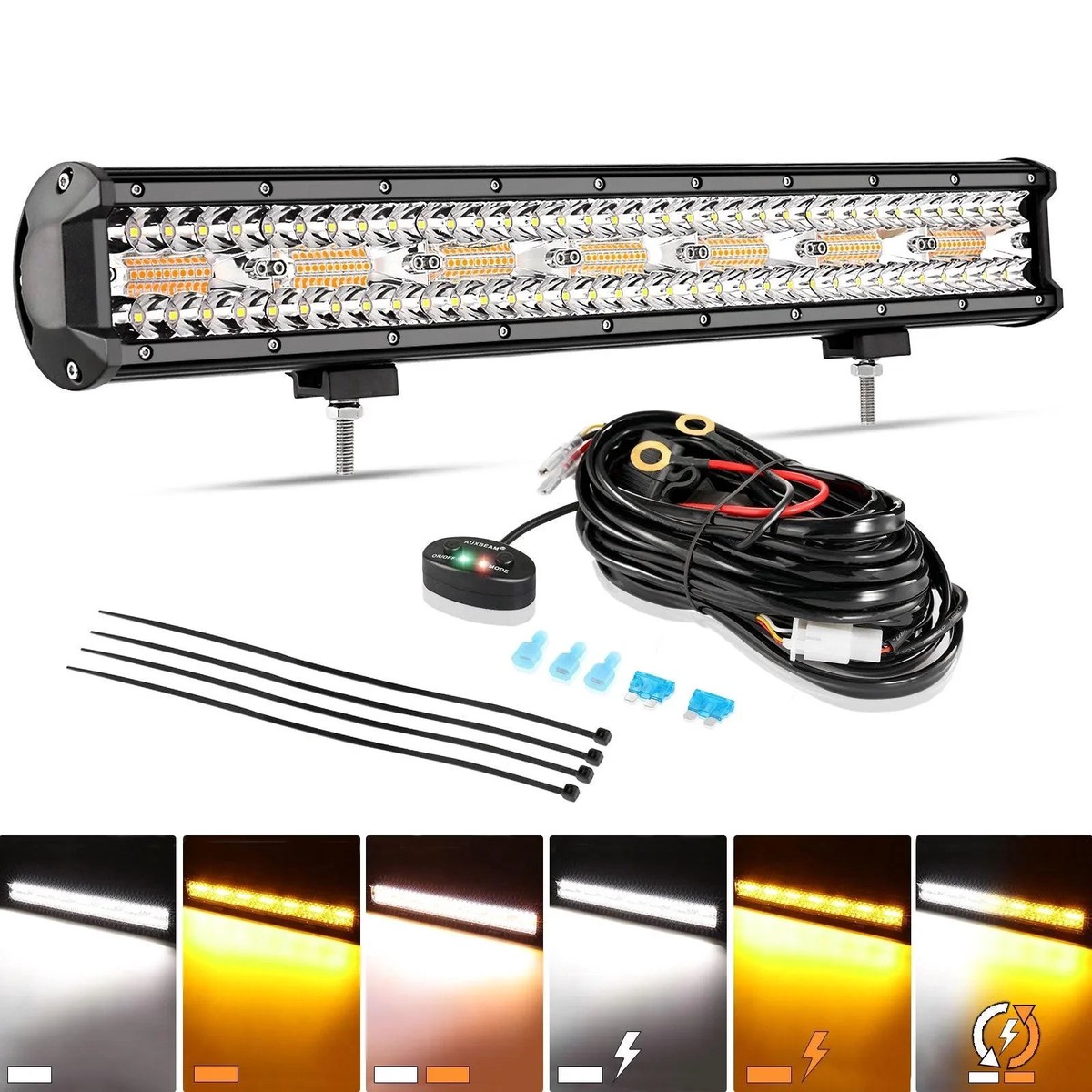6 Modes Series 20 Inch WhiteAmber Off Road Led Light Bar 20-420W