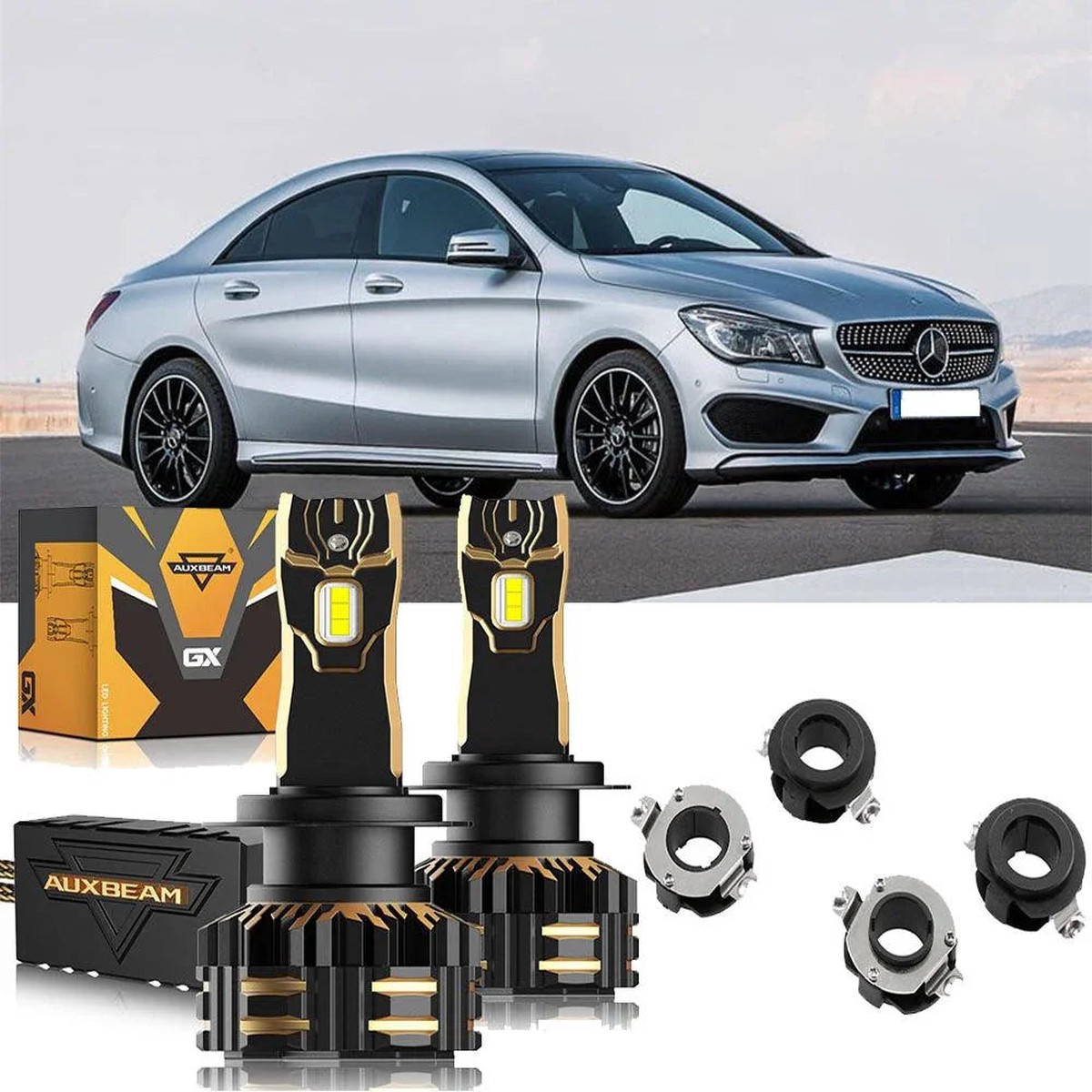 For 2013-2018 Mercedes Benz Cla 245 G (C117 ) H7 Led Headlight Bulbs H7LowBeamH7LightAdapterHolder