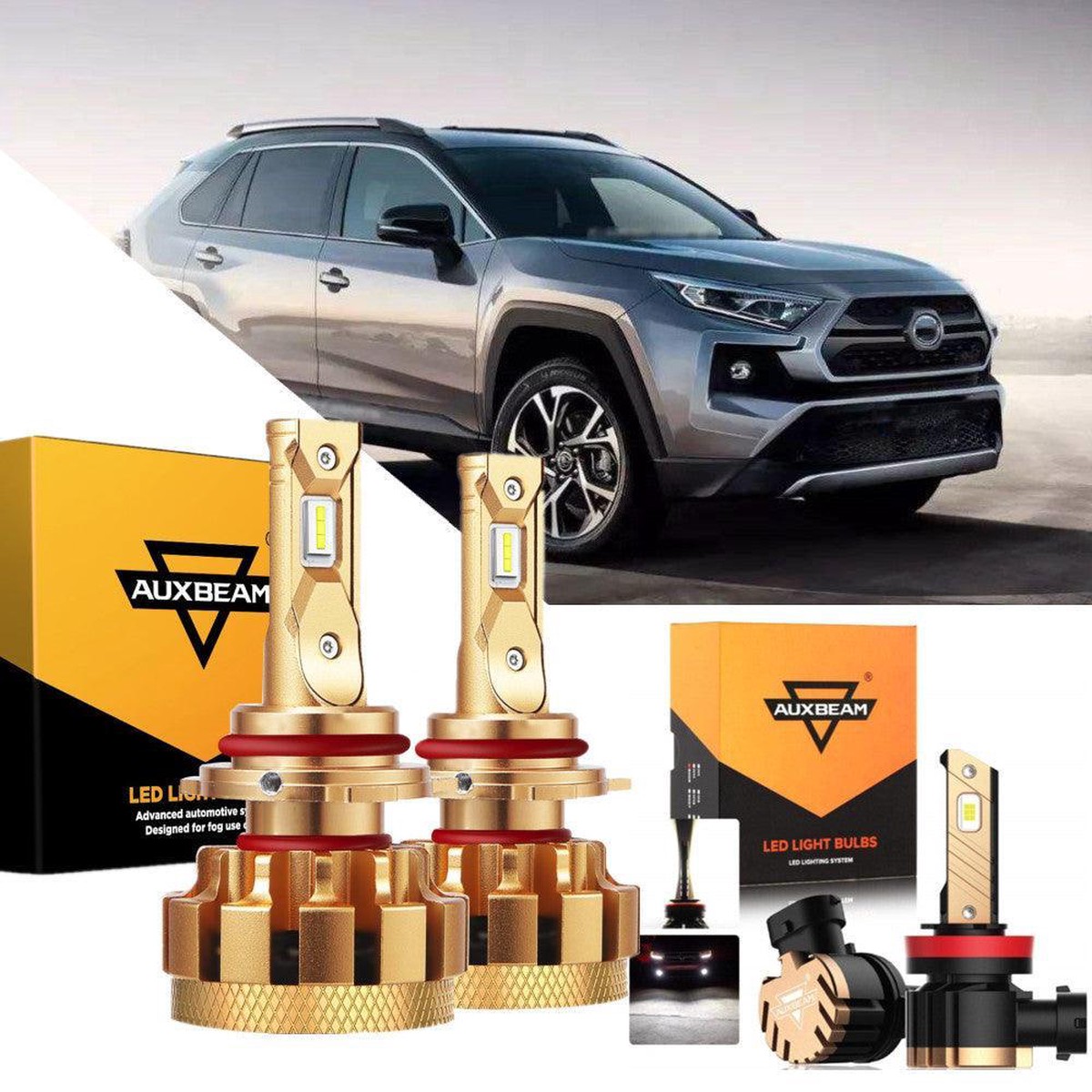 For 2016-2018 Toyota Rav4 F-16 Plus Series Built-In Canbus Automotive Grade 14000Lm Led Light Bulbs High Low Beam Bundle HighlowBeamfogLightWhite6500K