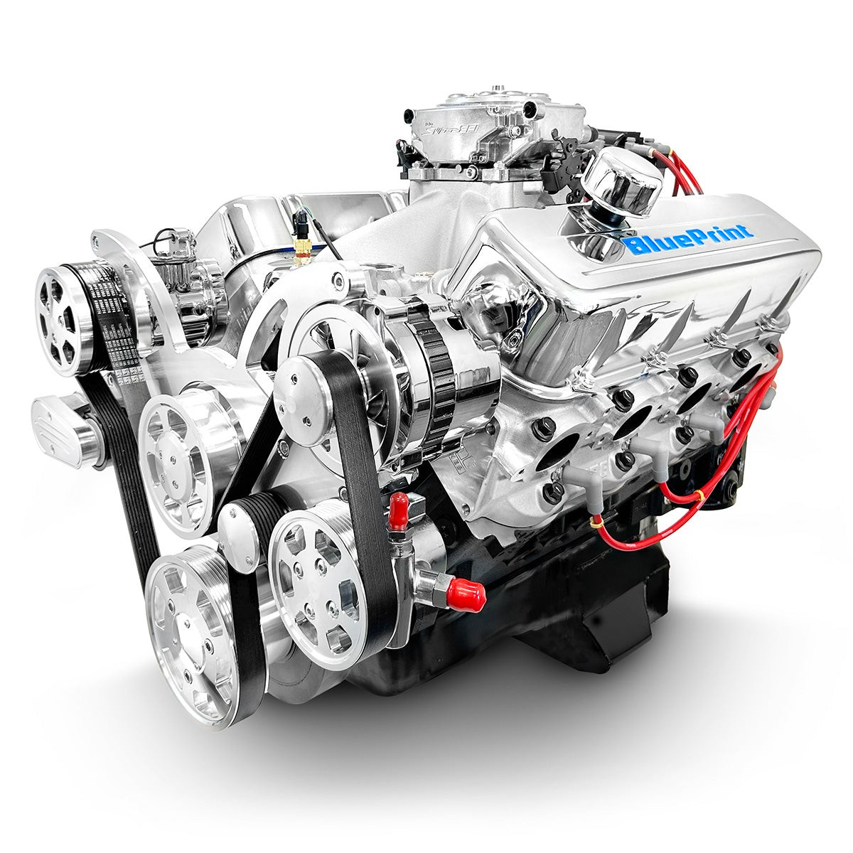 Gm Big Block Compatible 496 CI Engine - 600 Horsepower - Deluxe Dressed - Polished Pulley Kit - Fuel Injected