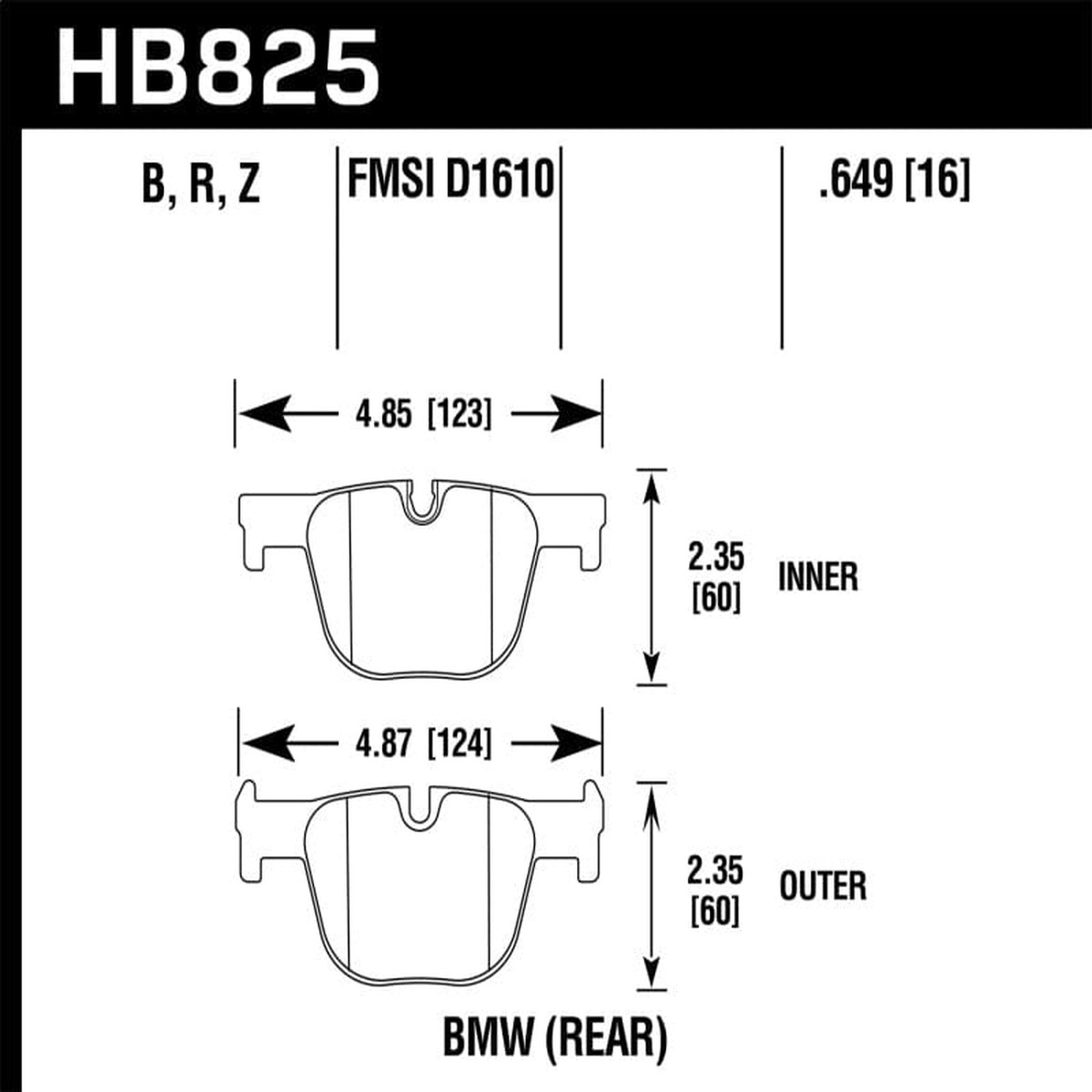 Hawk 13-15 Bmw 335I335I Xdrive 14-16 Bmw 435I435I Xdrive Hps 50 Rear Brake Pads