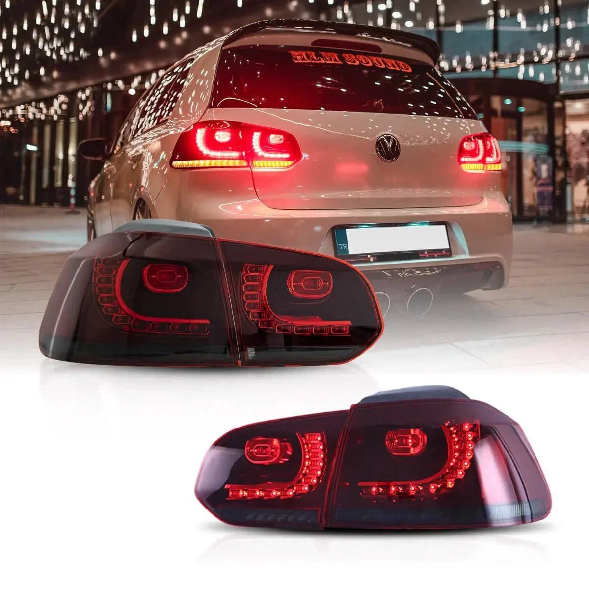 Led Tail Light Assembly With Amber Sequential Turn Signal For 2008-2014 Vw Golf 6Th Gen Mk6 Hetchback LhdRedClear