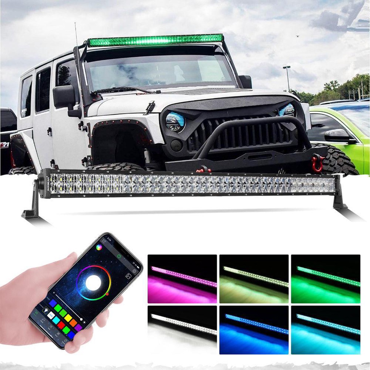New 42 Inch V-Pro Series Straight Rgbw Color Changing Off Road Led Light Bar 42Straight