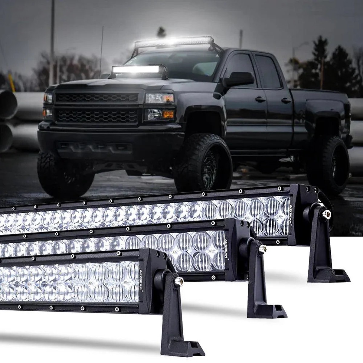 22 Inch-52 Inch 5D Series StraightCurved Combo Beam Double Row Led Light Bar For 2015 Chevy Silverado 1500 2500 3500 Straight22-120W