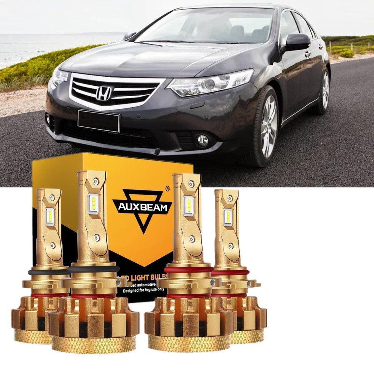 For 2000-2012 Honda Accord F-16 Plus Series Built-In Canbus Automotive Grade 14000Lm Led Light Bulbs High Low Beam Bundle HighlowBeam90059006