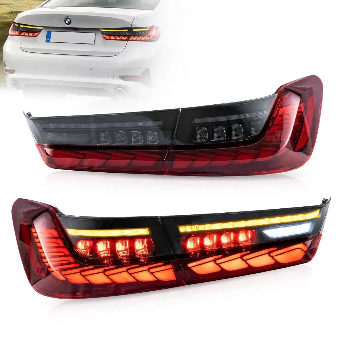 Led Tail Lights Assembly Sequential Turn Signal With Dynamic Welcome Light For 2018-2022 Bmw 3 Series 7Th Gen G20G28G80 Red