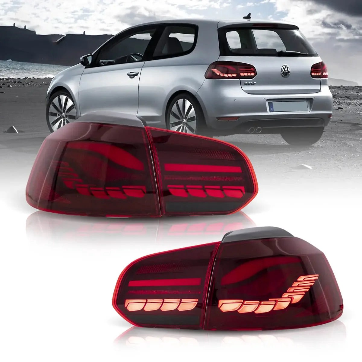 Oled Tail Light Assembly With Dynamic Welcome Lighting (Gts StyleFor 2008-2014 Volkswagen Golf 6Th Gen Mk6 Hatchback RedClear