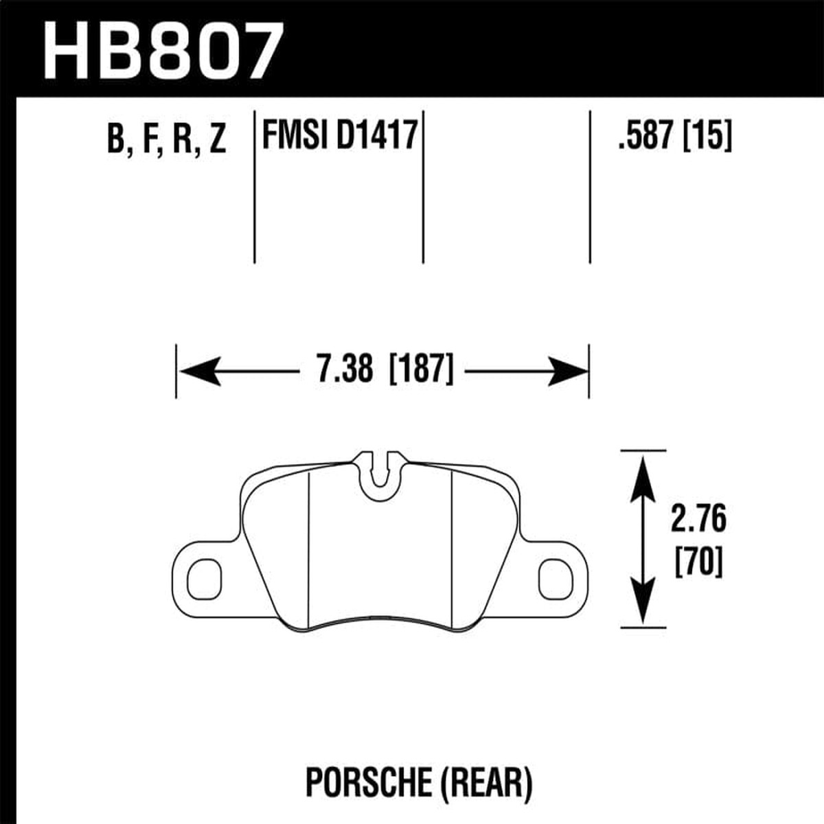Hawk 2014 Porsche 911 Hps 50 Rear Brake Pads