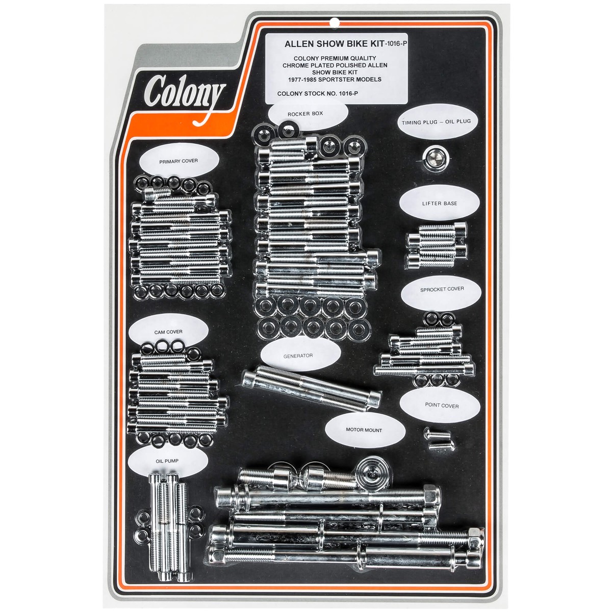 1016-P Complete Show Bike Kit Smooth Allen Hardware Harley-Davidson 1977-1985 Sportster - Chrome Plated