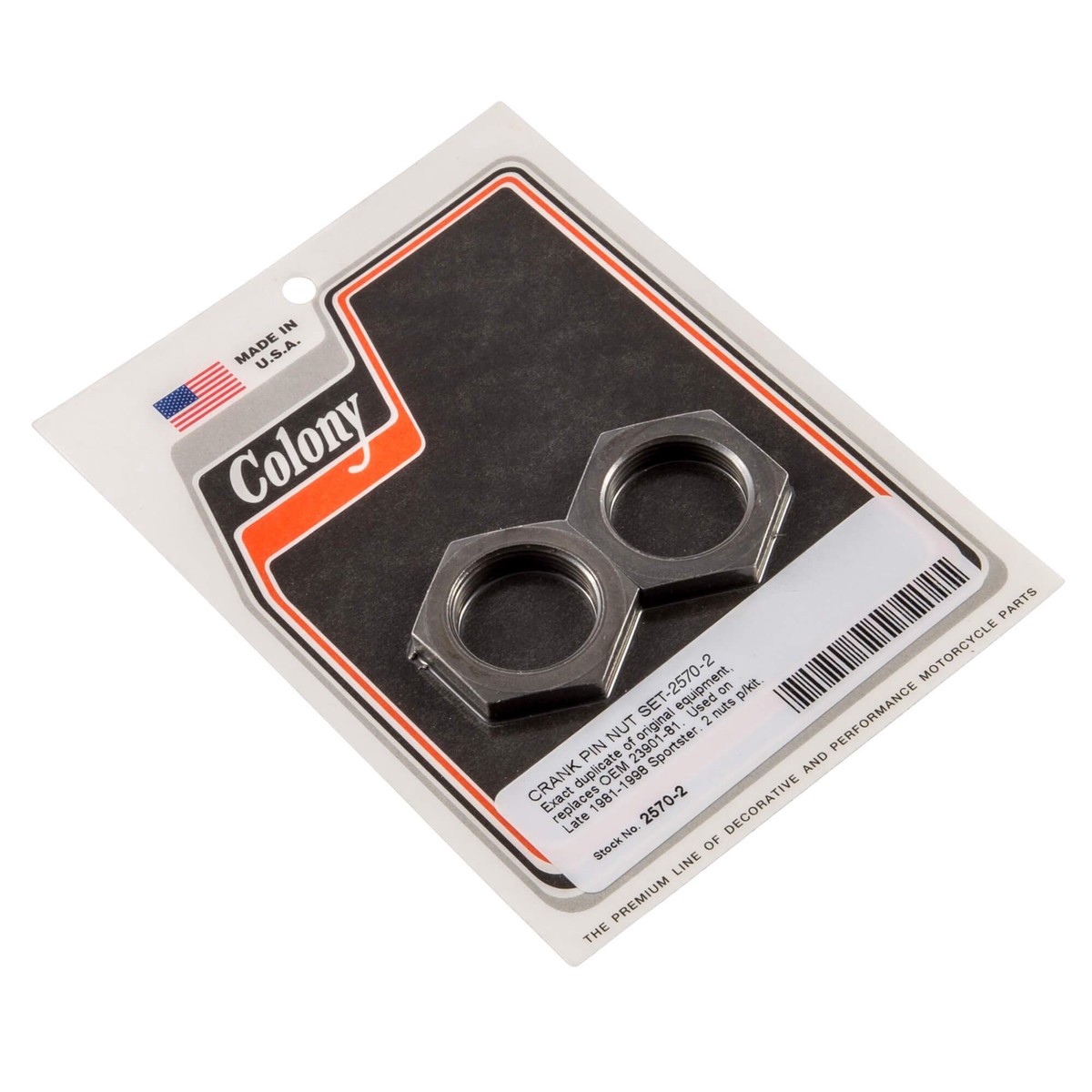 2570-2 Crank Pin Nut Set 1981-1998 Harley-Davidson Sportster - Parkerized