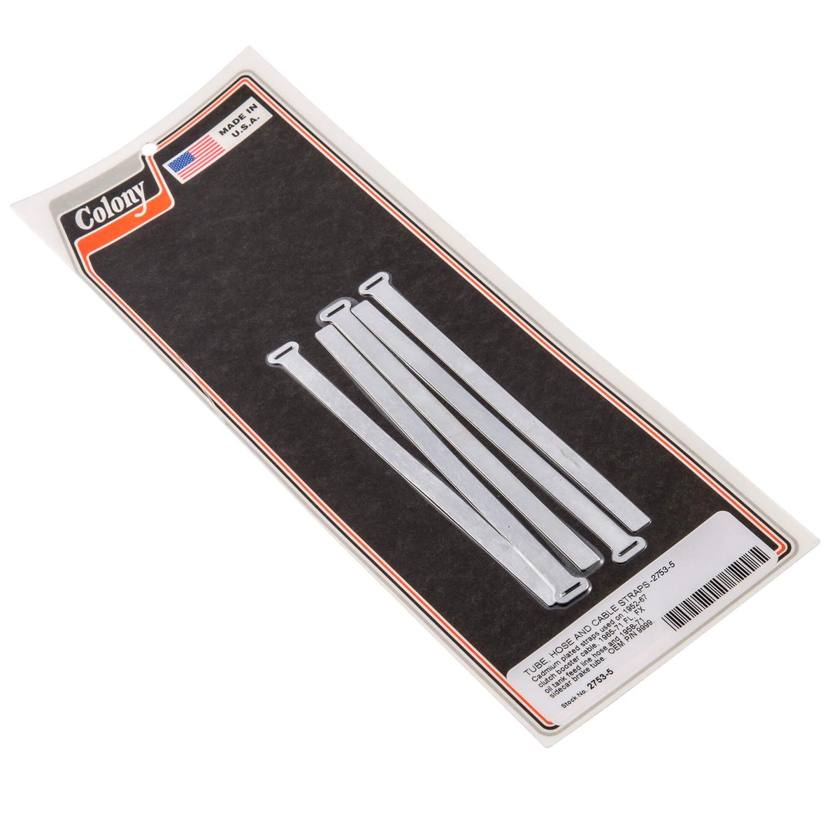 2753-5 Tube Hose and Cable Straps 1965-1971 Harley-Davidson FLFX 1958-1971 Sidecar - CAD Plated