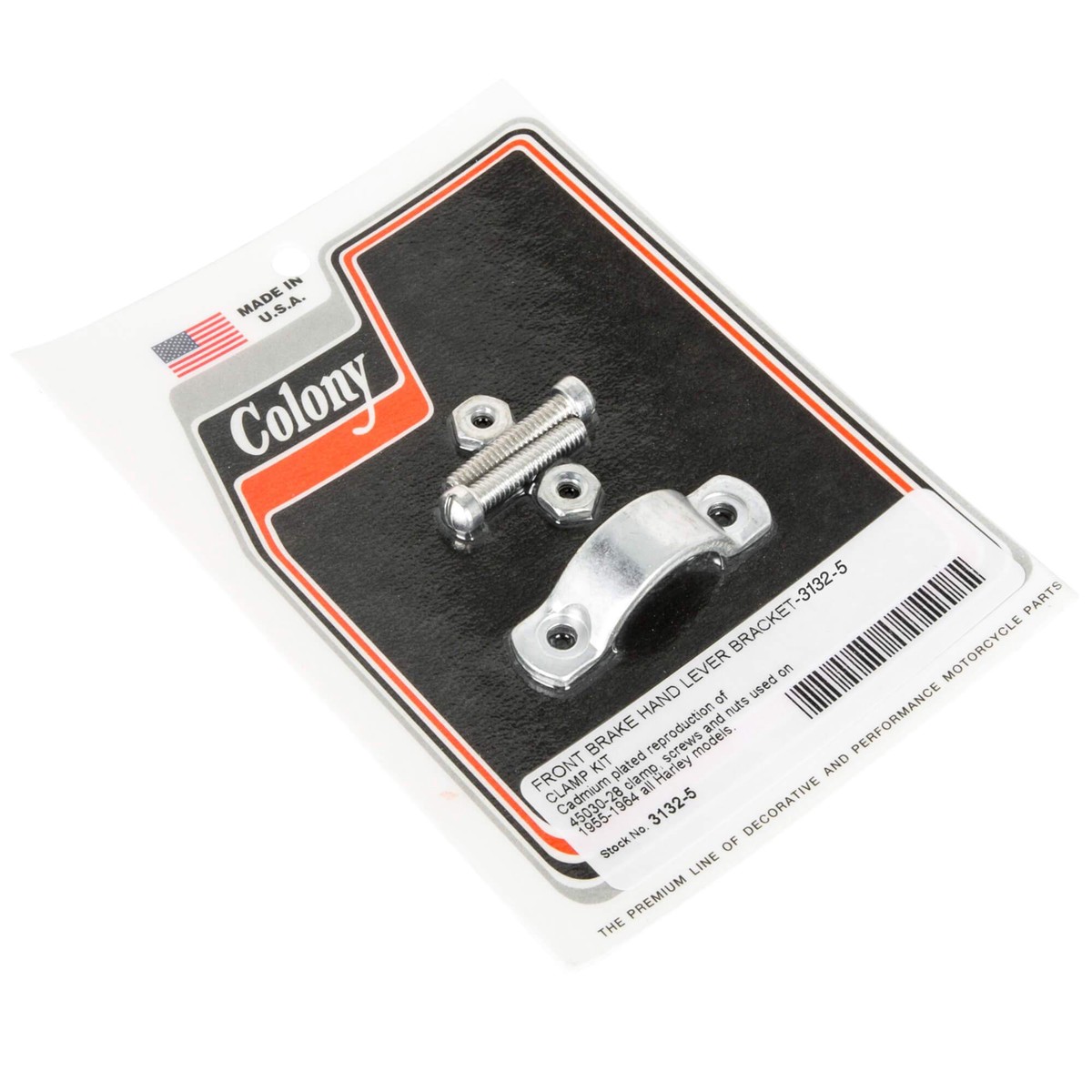 3132-5 Front Brake Hand Lever Bracket Clamp Kit 1955-1964 Harley-Davidson All Models - CAD Plated