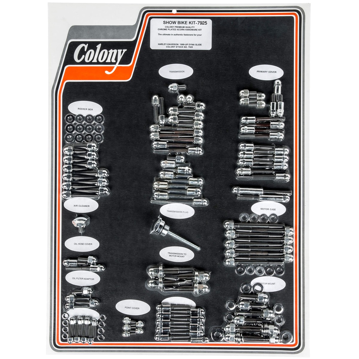 7925 Complete Show Bike Kit Acorn Hardware Harley-Davidson 1999-2005 Twin Cam Dyna - Chrome Plated