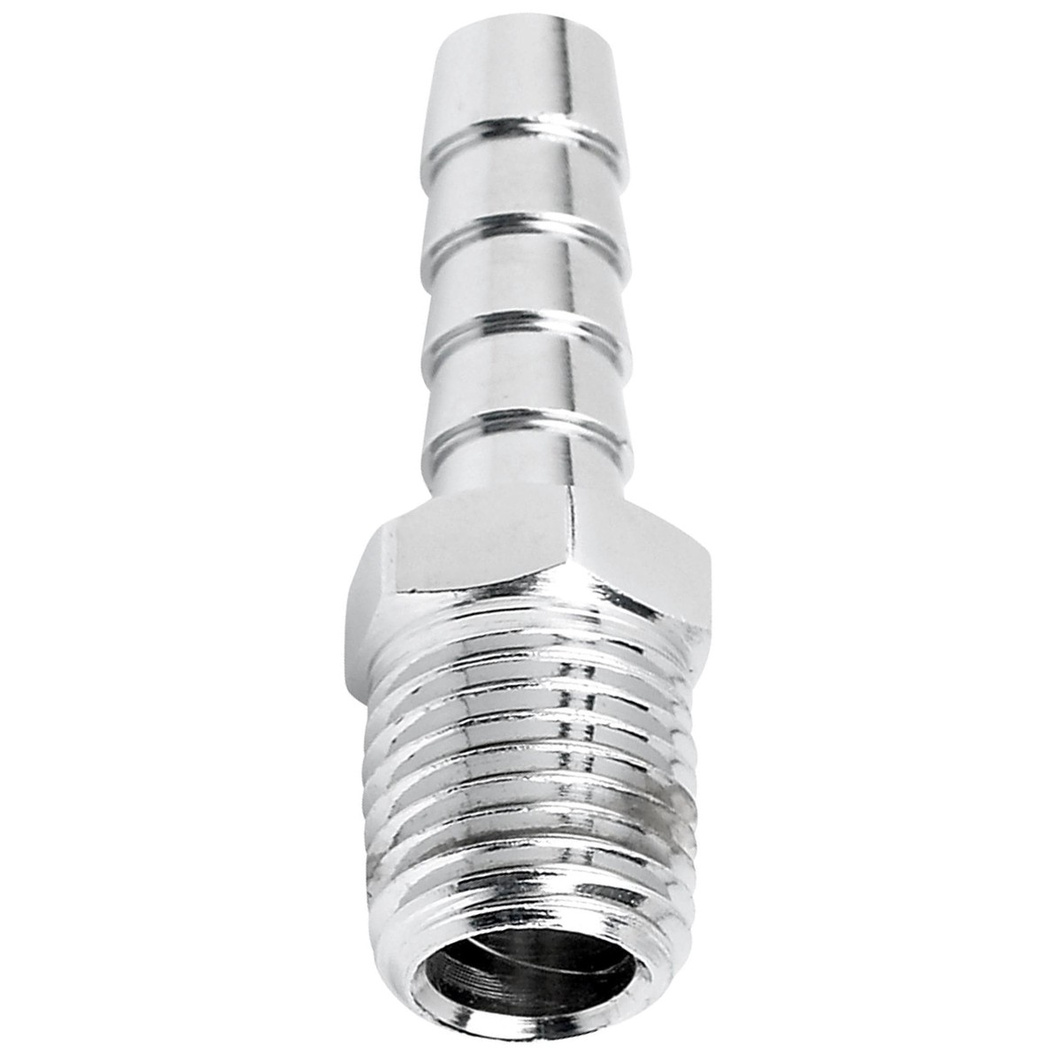 516 inch Hose Barb x 14 inch NPT - Chrome