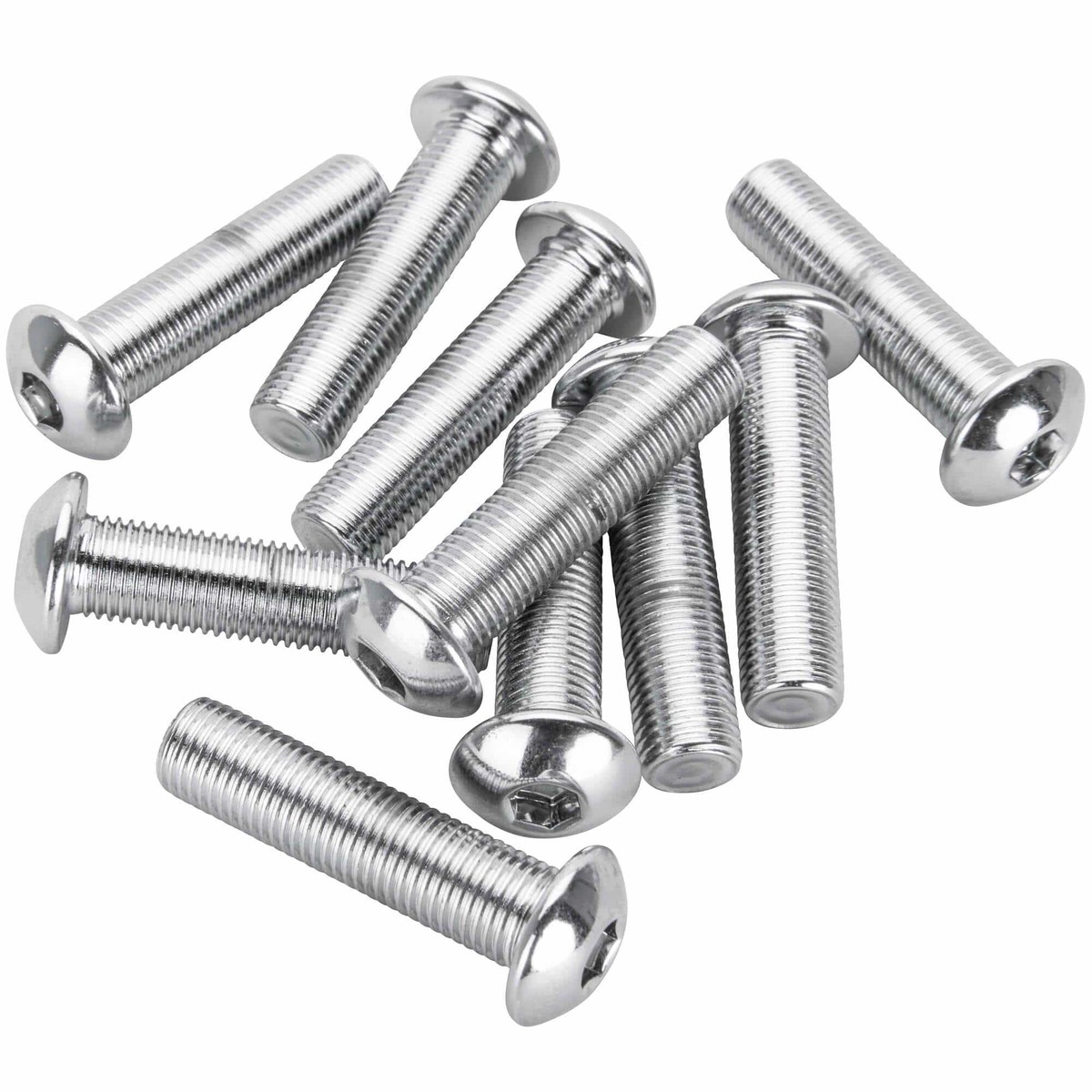 BHC-822 38-24 x 1-12 inch Length Chrome Button Head Allen Bolt - 10 Pack