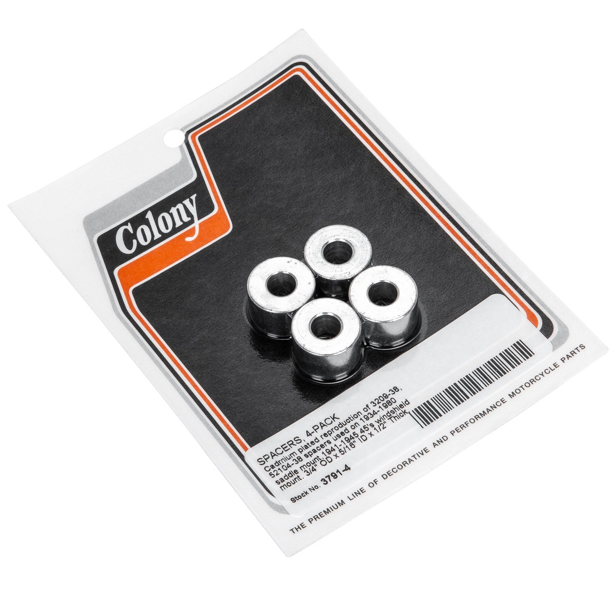 3791-4 34 OD x 516 ID x 12 Spacers Harley-Davidson OEM 4 52104-383209-38 - 4 Pack - CAD Plated