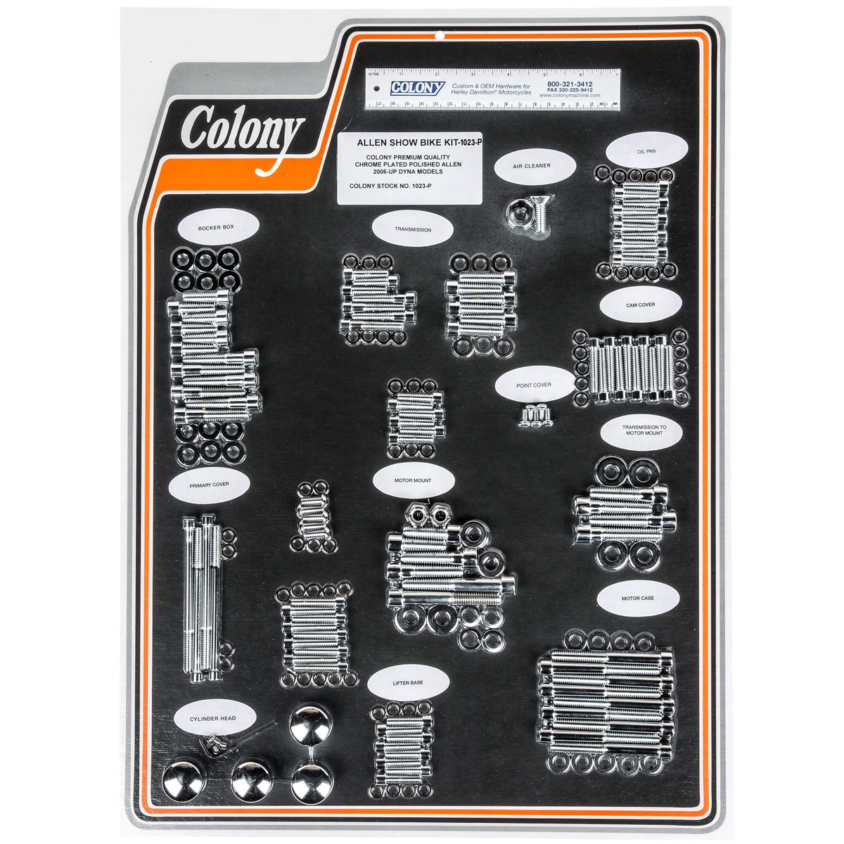 1023-P Complete Show Bike Kit Smooth Allen Hardware Harley-Davidson 2006-up Dyna - Chrome Plated