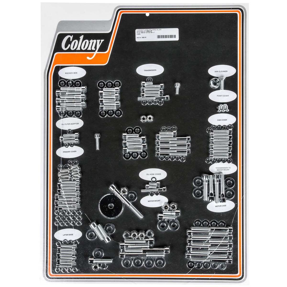 1001-P Complete Show Bike Kit Smooth Allen Hardware Harley-Davidson 1999-up Twin Cam 88 FLT - Chrome Plated
