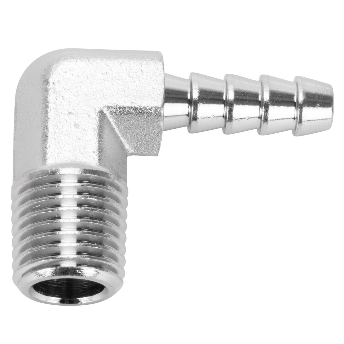 14 inch Hose Barb 90 Elbow x 14 inch NPT - Chrome