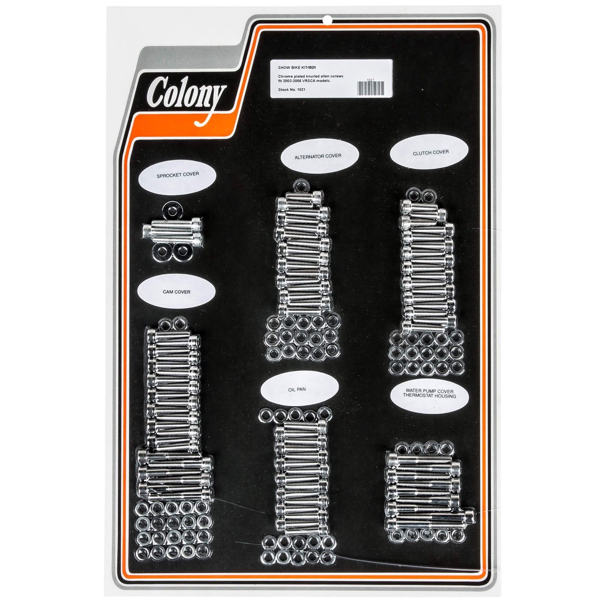 1021 Complete Show Bike Kit Knurled Allen Hardware 2002-Up Harley-Davidson VRSCA - Chrome Plated