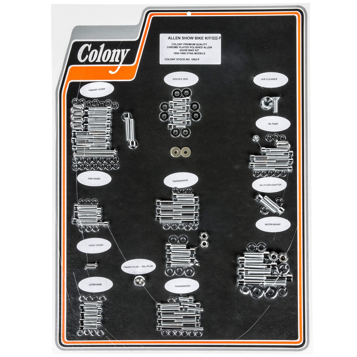 1002-P Complete Show Bike Kit Smooth Allen Hardware Harley-Davidson 1993-1998 Dyna - Chrome Plated