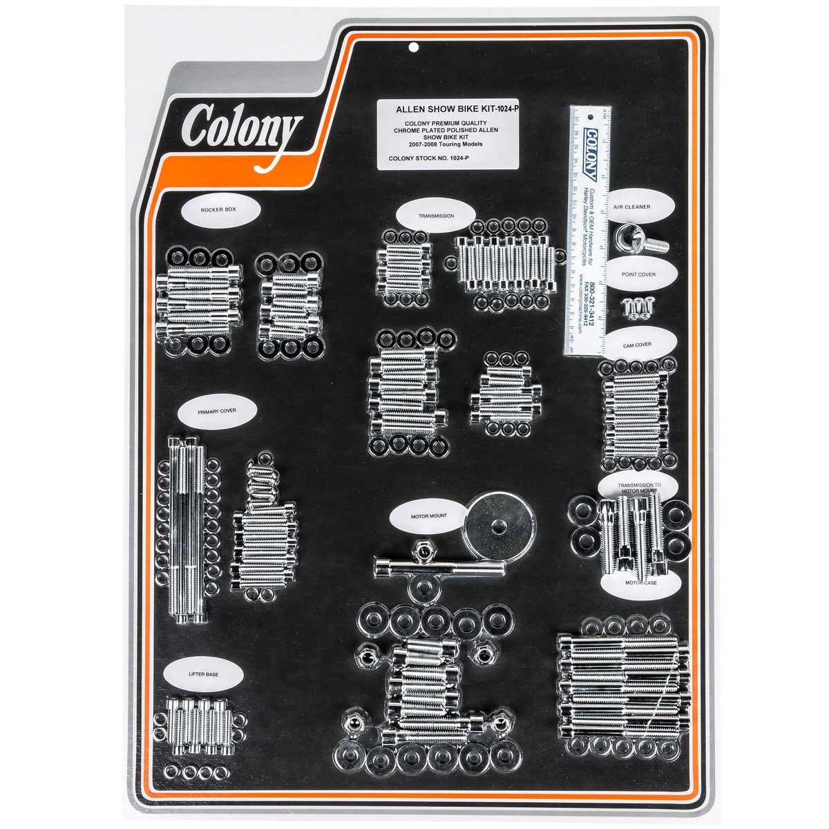 1024-P Complete Show Bike Kit Smooth Allen Hardware 2007-2008 Harley-Davidson FLT - Chrome Plated