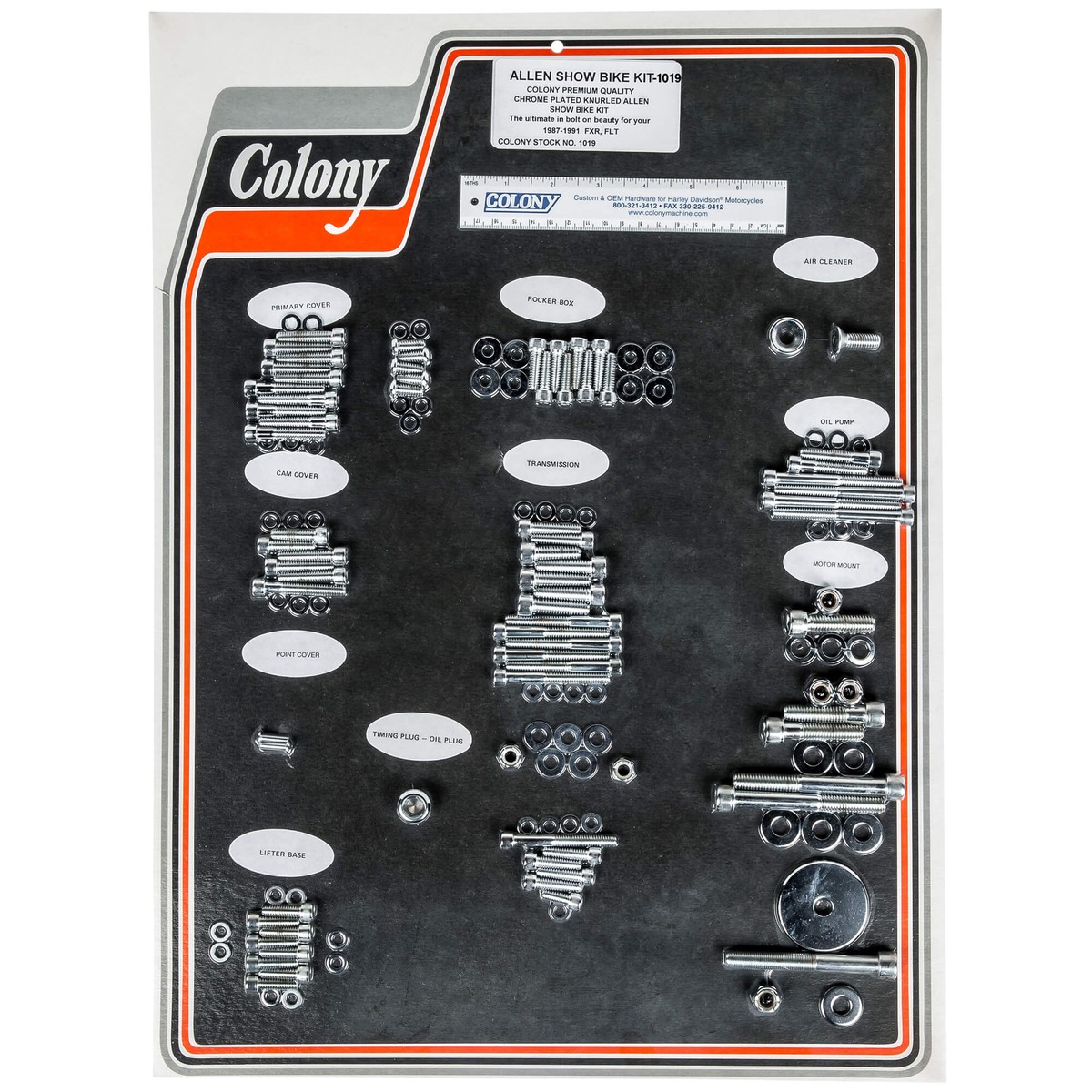 1019 Complete Show Bike Kit Allen Hardware Harley-Davidson 1987-1991 FLTFXR - Chrome Plated