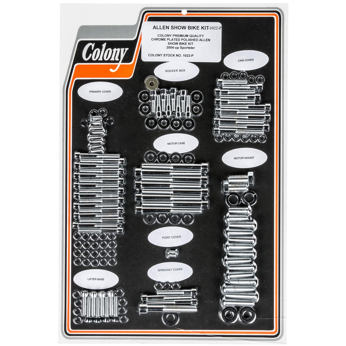 1022-P Complete Show Bike Kit Smooth Allen Hardware Harley-Davidson 2004-up Sportster - Chrome Plated